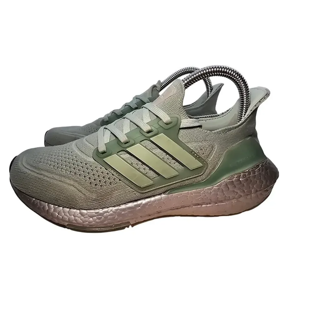 Adidas UltraBoost 21 Womens Size 7 Hazy Green Running Sneakers Shoes FY0408